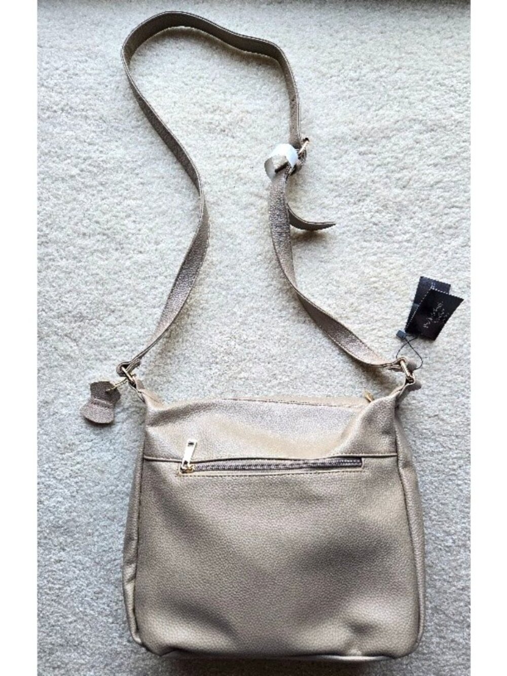 Peck & Peck Collection Beige Pebbled Leather Shoulder Crossbody Strap Bag Purse - Picture 2 of 5